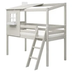 Classic halbhohes Bett mit halbem Baumhaus Aufsatz weiß lasiert/weiß^FLEXA Sale