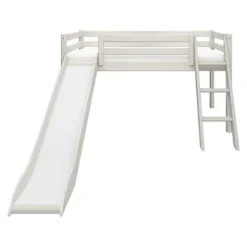 Classic Halbhohes Bett mit Schrägleiter und Rutsche weiß lasiert Sale^FLEXA Best