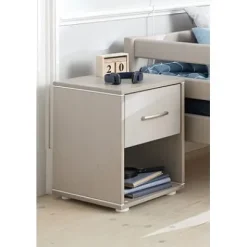 Classic Kommode mit 1 Schublade und Füßen grau lasiert/Lack weiß Sale^FLEXA New