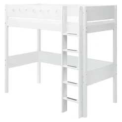 White Hochbett mit senkrechter Leiter^FLEXA New