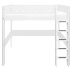 White Hochbett mit senkrechter Leiter^FLEXA New