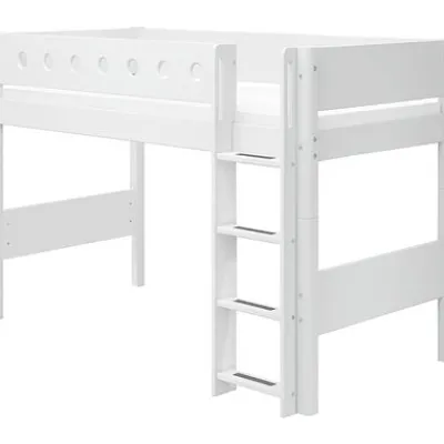White Mittelhohes Bett mit senkrechter Leiter^FLEXA Best