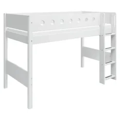 White Mittelhohes Bett mit senkrechter Leiter^FLEXA Best