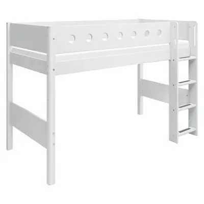 White Mittelhohes Bett mit senkrechter Leiter^FLEXA Best