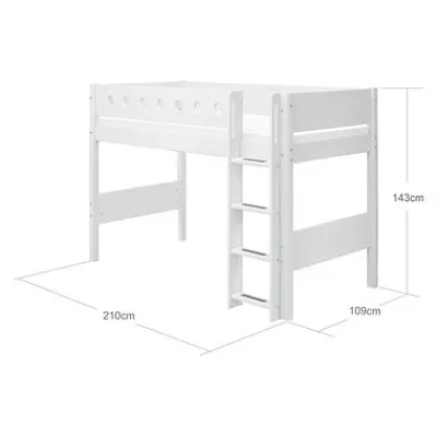 White Mittelhohes Bett mit senkrechter Leiter^FLEXA Best