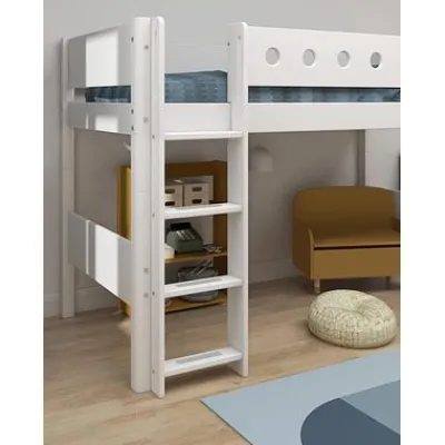 White Mittelhohes Bett mit senkrechter Leiter^FLEXA Best