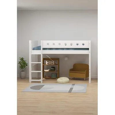White Mittelhohes Bett mit senkrechter Leiter^FLEXA Best