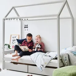 ECO Comfort Haus Bett 70x160cm dove grey^Hoppekids New