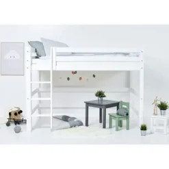 ECO Luxury Mittelhochbett 120x200cm mit Rollrost und gerader Leiter^Hoppekids New